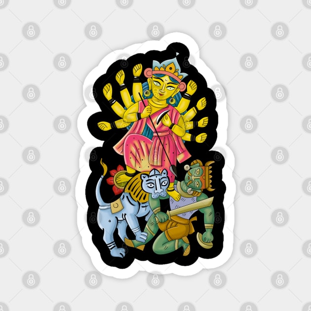 Maa Durga illustration - Durga Puja 2023 Collection Magnet by BonGanze