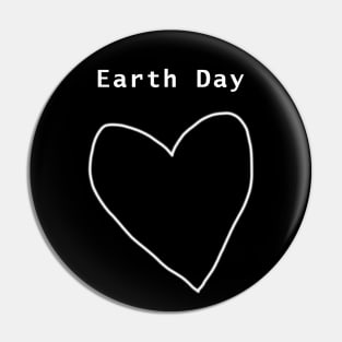 White Line Earth Day Heart Outline Pin