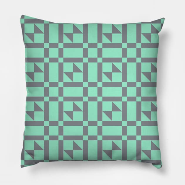 Turquoise Odds and Ends Patchwork Pattern Pillow by Nuletto