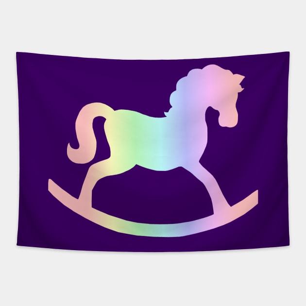 Pastel Rocking Horse Silhouette Tapestry by Art by Deborah Camp