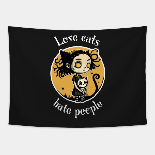 Love cats, hate people Tapestry by pxdg