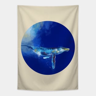 Deep Blue Whale - Ocean Digital Art Tapestry