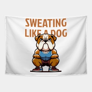 Sweating Like a Dog: Bulldog Squat Power Tapestry