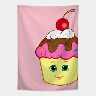 Cute Smiling Cupcake with a Cherry on Top Tapestry