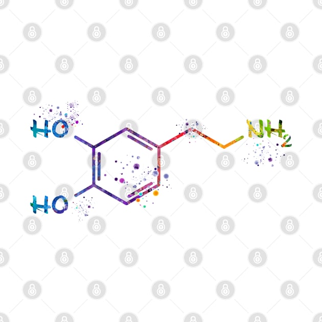 Dopamine Molecule Watercolor by LotusGifts