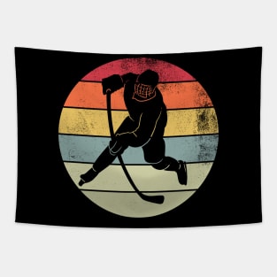 Retro Sunset Hockey Player Gift Tapestry