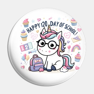 Happy 120th Day Of School Cute Unicorn kids 120 Days Smarter Pin