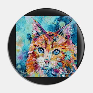 Scruffy Cat Oil Painting Pin