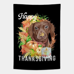 Dachshund Dog Owner Thanksgiving Celebration Harvest Theme Tapestry