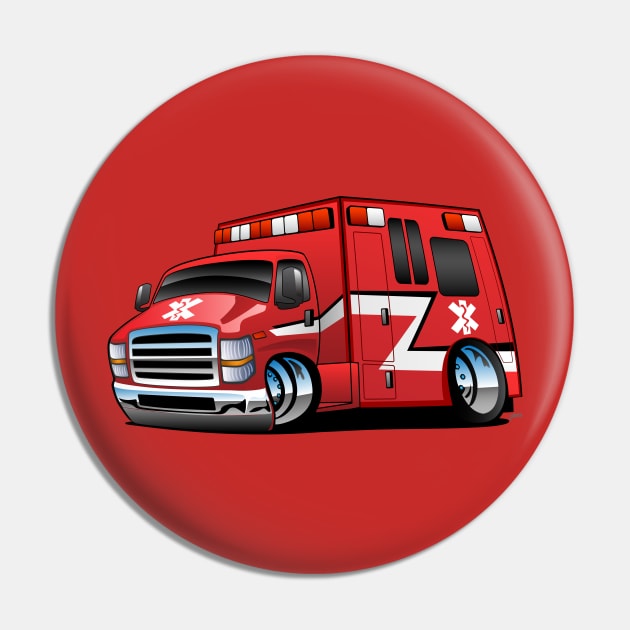 Paramedic EMT Ambulance Rescue Truck Cartoon Pin by hobrath