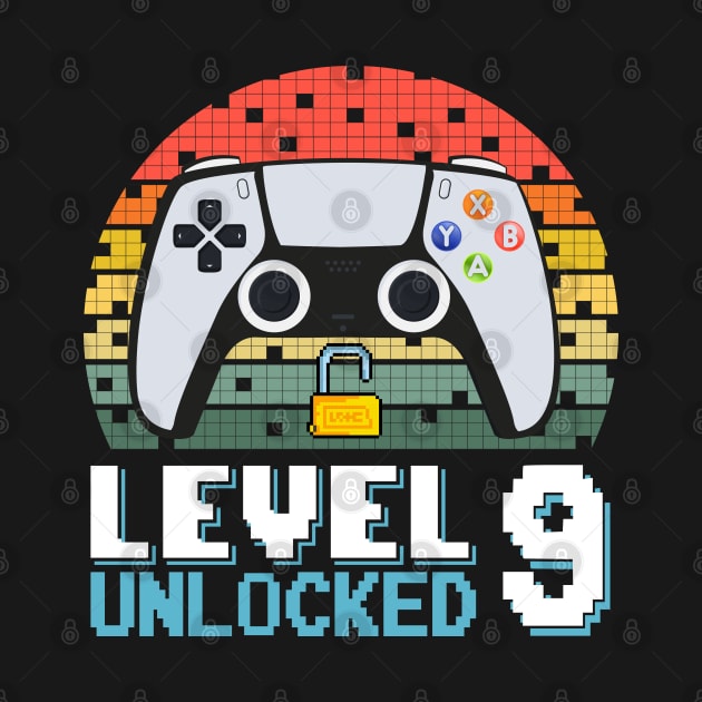 Level 9 Unlocked Vintage Retro Gaming by Asg Design