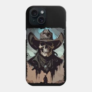 Grunge VIntage Style Wild West Cowboy Skull Sheriff Illustration Phone Case