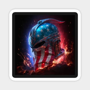 Spartan Helm American Flag Art Magnet