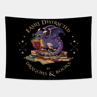 Easily Distracted By Dragons And Books Tapestry