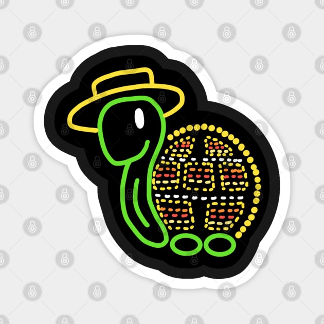 Main Street Electrical parade turtle with Hat Magnet by lyndsiemark