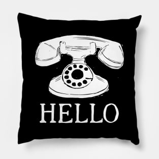 Hello Old School (white ink version) Pillow