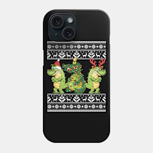 Christmas Three Alligator Crocodile Gift Lights Santa Hat Phone Case