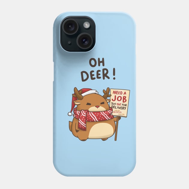 Oh Deer Funny Christmas Reindeer in Santa Hat Phone Case by Takeda_Art