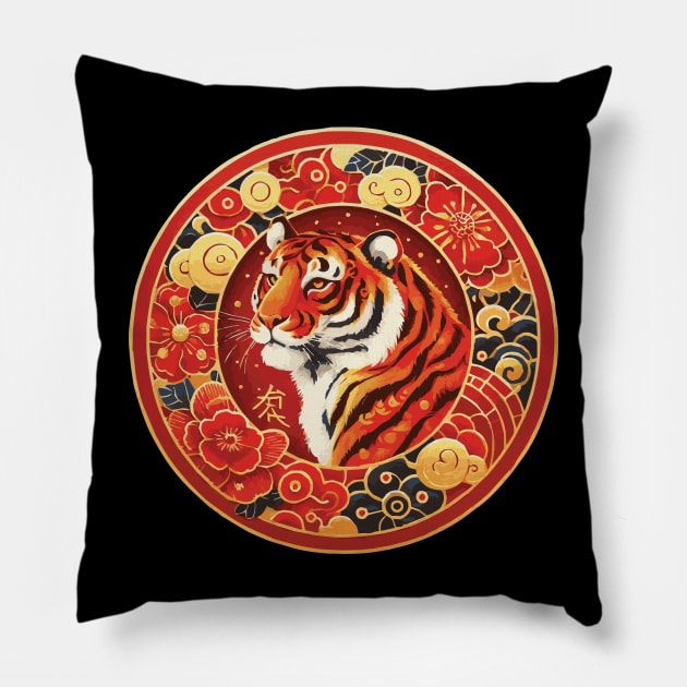 Chinese Zodiac Year of the Tiger Pillow by Heartsake