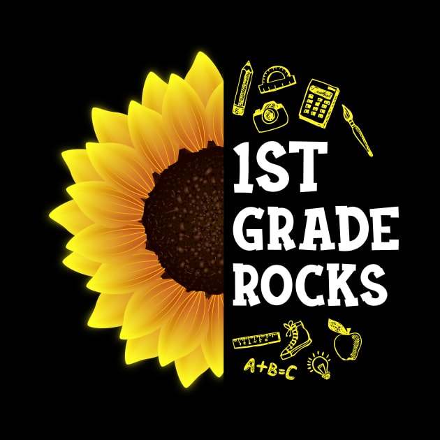 Sunflower 1st Grade Rocks Shirt Teacher Student Kid Back To School by hardyhtud