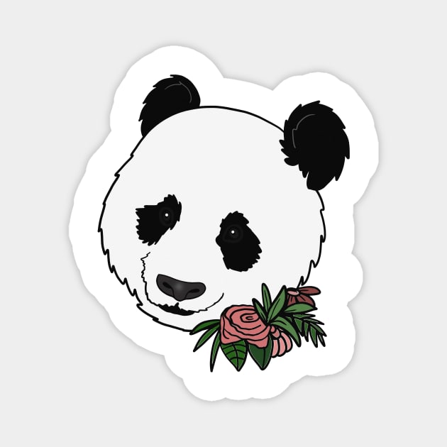 Cute Panda Bear Face Floral Magnet by logiamerch