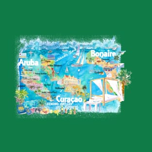 Aruba_Bonaire_Curacao_Illustrated_Travel_Map_with_RoadsXS T-Shirt