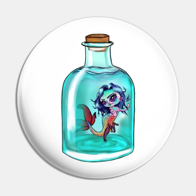 Mermaid in a Bottle Pin by theerraticmind