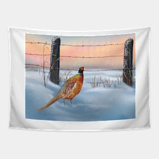 Pheasant in the Snow Tapestry