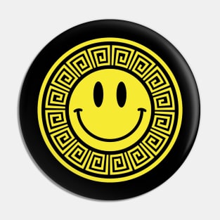 Acid House Aztec Smiley Face Pin