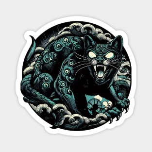 Spooky yokai angry cat Magnet