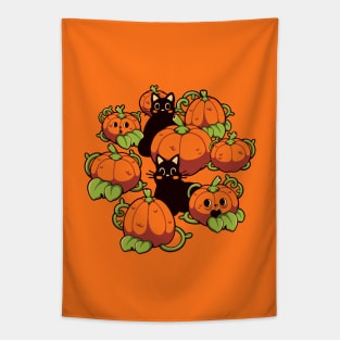 Cats and Pumpkins Kawaii Halloween by Tobe Fonseca Tapestry