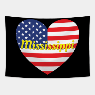 Mississippi American Flag Heart Tapestry