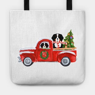 Christmas Bernese Mountain Dog Red Truck Tote