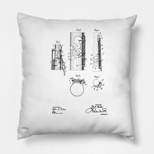 saxophone vintage patent drawing Pillow