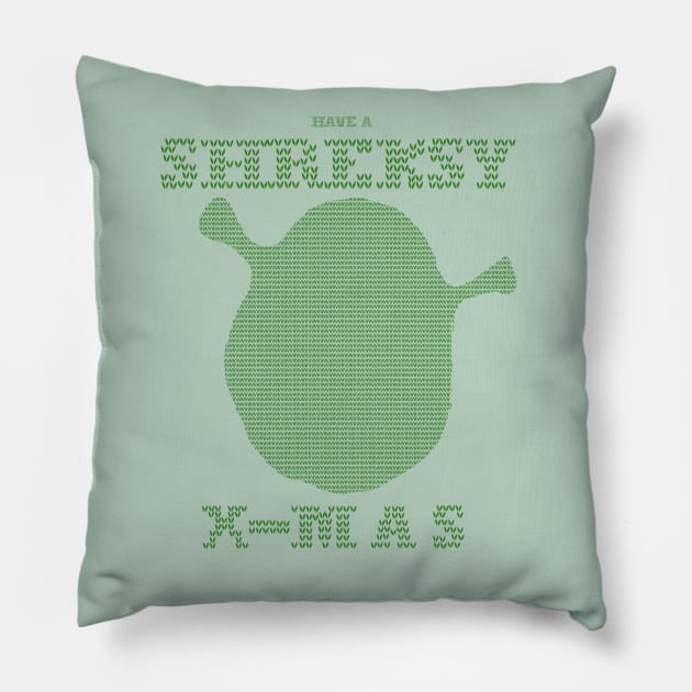 Shrek Christmas Fun Ugly Christmas Pillow by CottonGarb