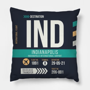 Indianapolis (IND) Airport Code Baggage Tag Pillow