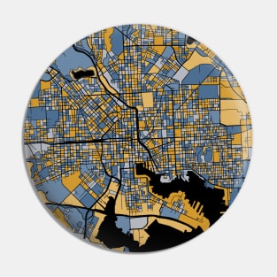 Baltimore Map Pattern in Blue & Gold Pin