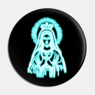 Blue Neon Virgin Mary Pin