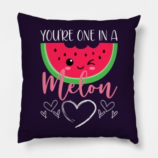 Funny Watermelon Pun One In a Melon Cute Kawaii Fruit Doodle Pillow