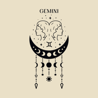 Gemini | star sign; zodiac; astrology; horoscope; sign; gemini woman; birthday; gift; twins; symbol; June; May; moon; stars; T-Shirt