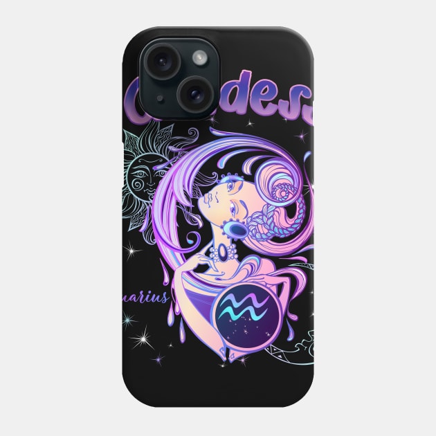 Zodiac Aquarius Goddess Queen Horoscope Phone Case by The Little Store Of Magic