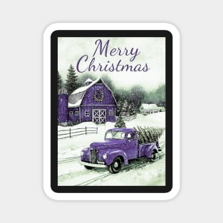 Purple vintage car movie style Merry Christmas Magnet