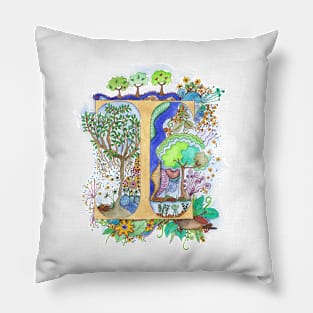 I - an illuminated letter Pillow