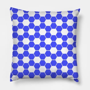 Reverse Football / Soccer Ball Texture - White and Blue Pillow