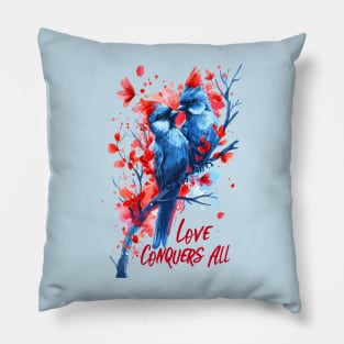 Valentines Day Love Birds Love Conquers All Valentines Day Pillow