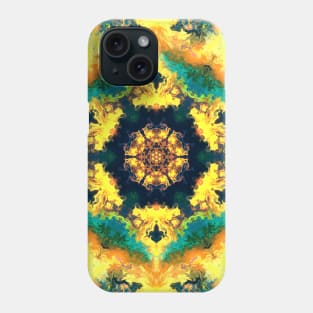 Psychedelic Kaleidoscope Yellow Blue and Green Phone Case