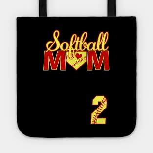 Softball Mom #2 Jersey Favorite Player Biggest Fan Heart Tote