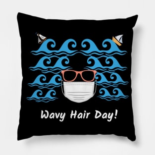 Wavy Hair Day (in black) | Beach | Waves | Curly Hair | Wavy Hair Pillow