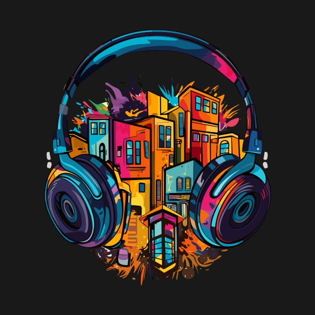 Headphone Music Non Stop Fun Urbain City Life by Cubebox