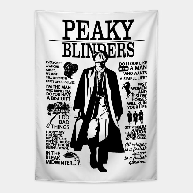 Peaky Blinders Tommy Shelby Quotes Tapestry by KsuAnn